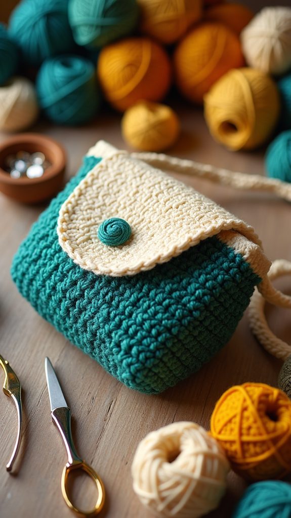 vintage crochet camera bag