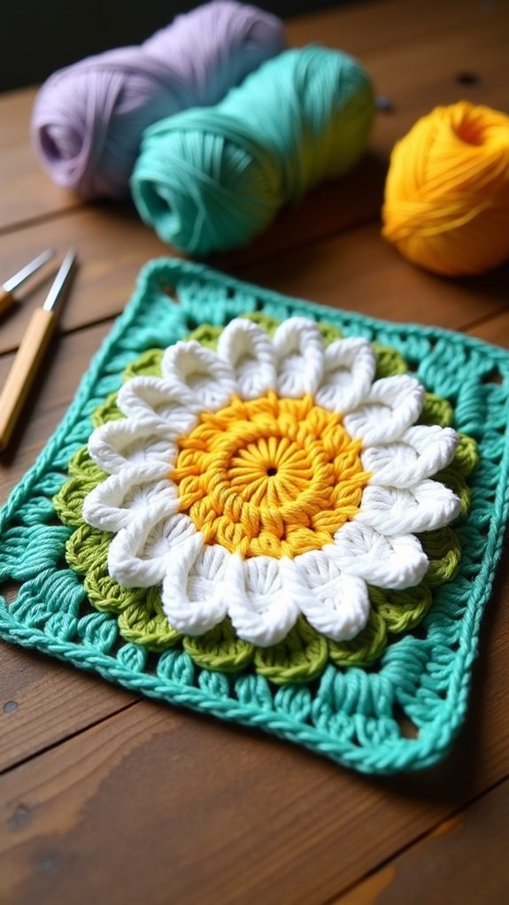 vintage crochet flower square