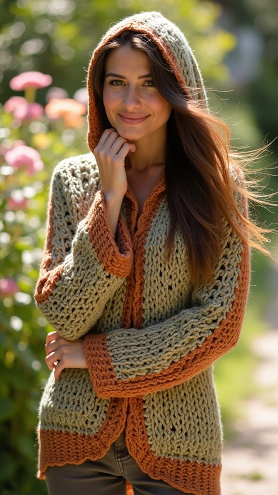 warm crochet hooded sweater