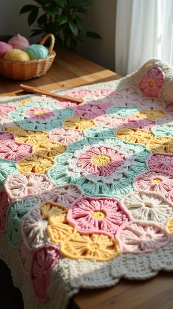 warm hexagonal knit blanket