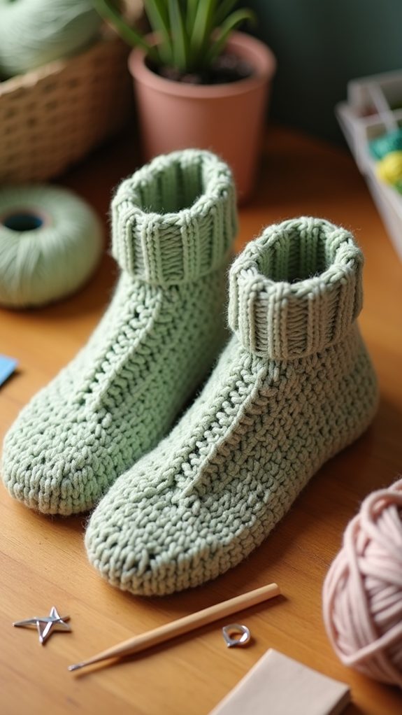 warm knitted textured footwear