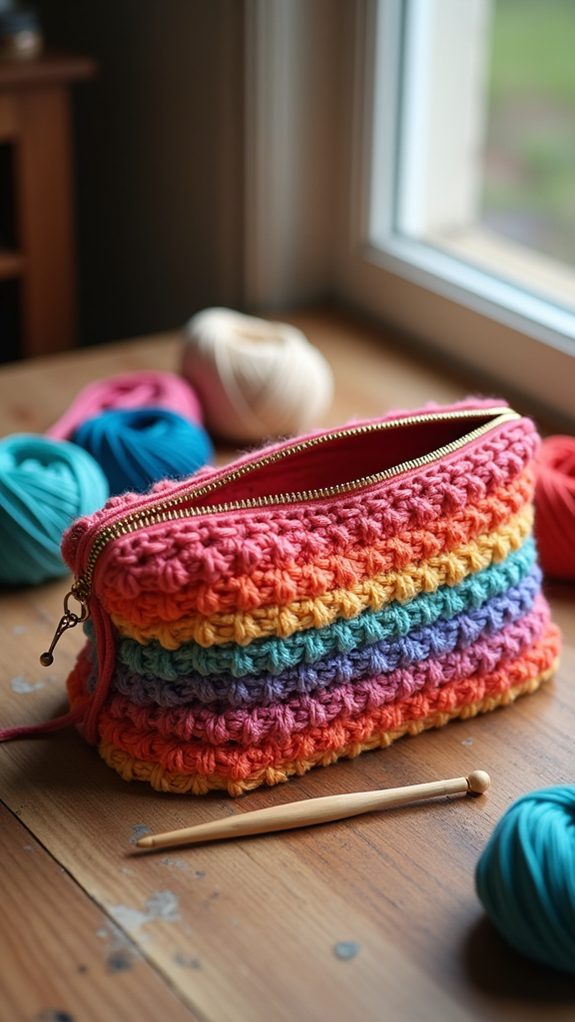 zippered crochet storage bag