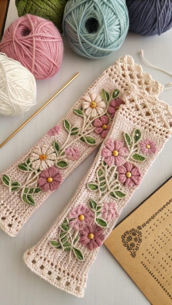 Floral Lace-Patterned Arm Warmers