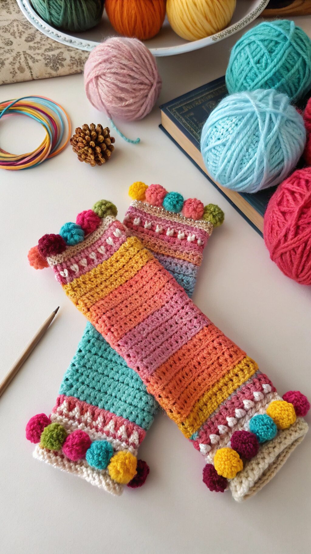Fun Pom-Pom Detail Warmers