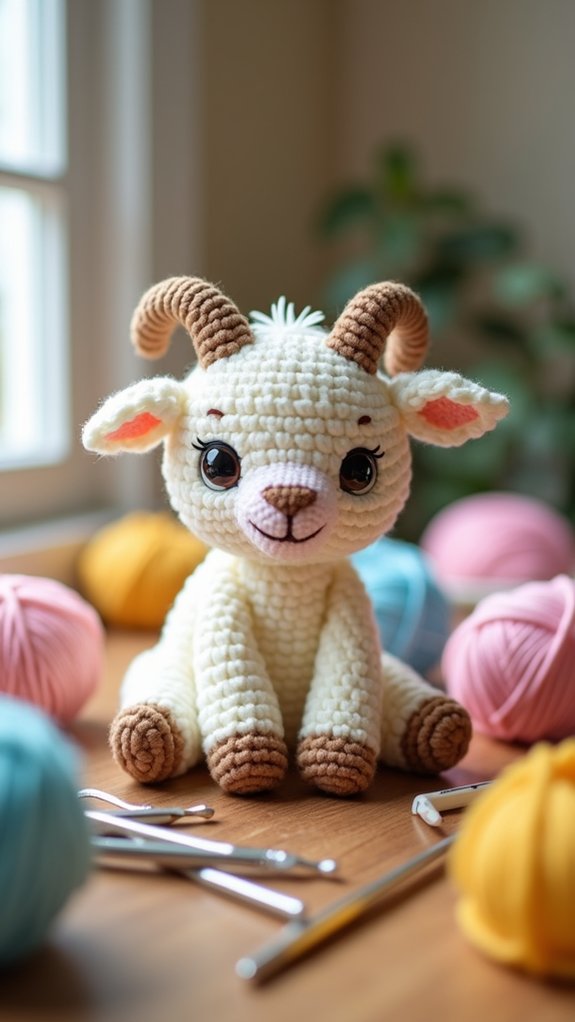adorable crocheted goat toy