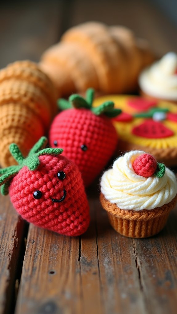 adorable handmade crocheted snacks