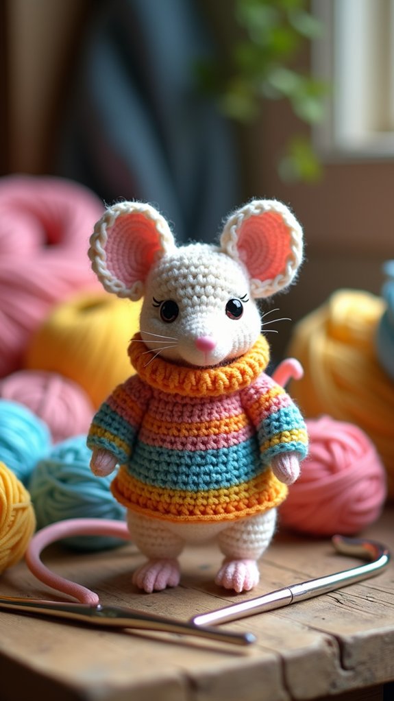 adorable mouse wearing sweater