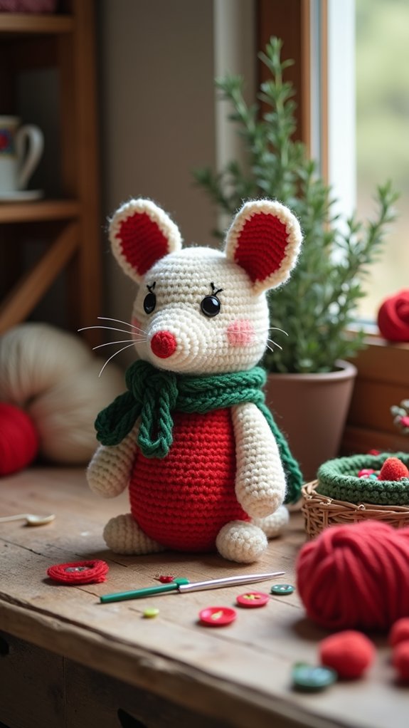cheerful holiday mouse character