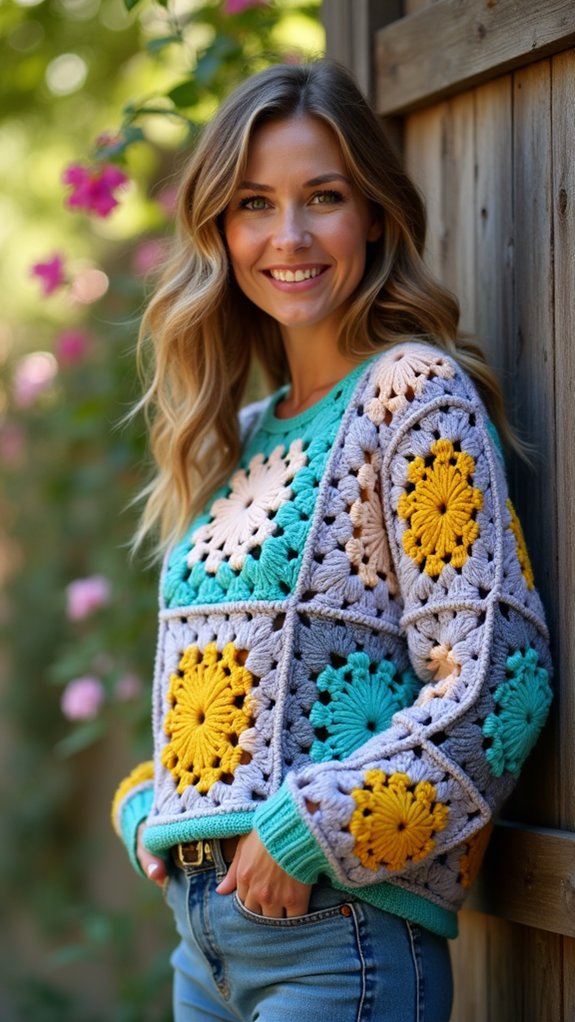 colorful crochet square design