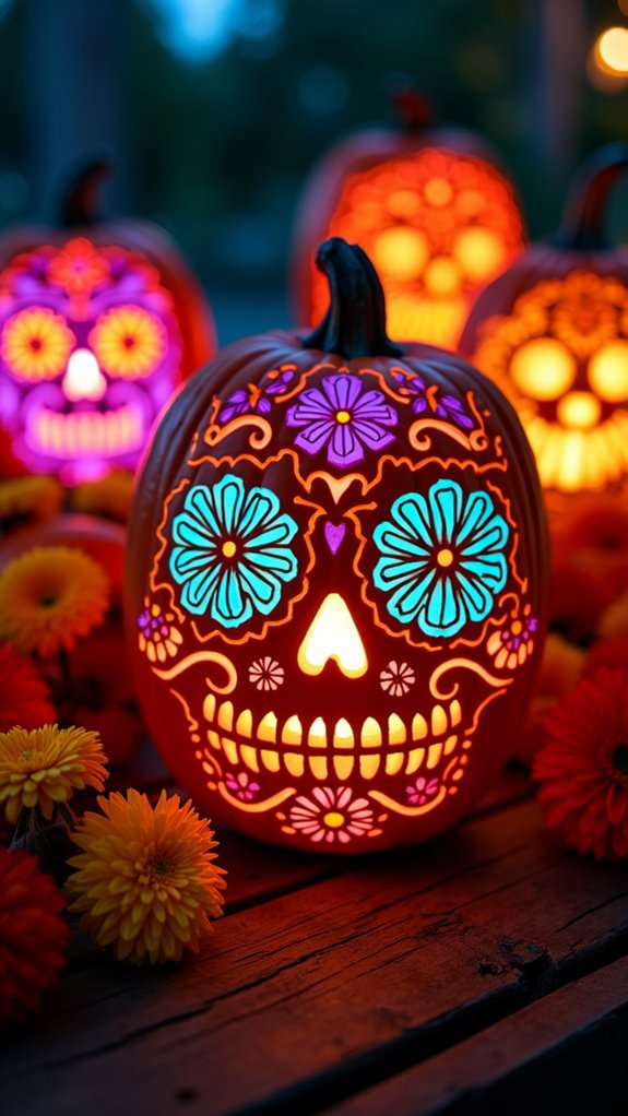 colorful decorative skulls celebration