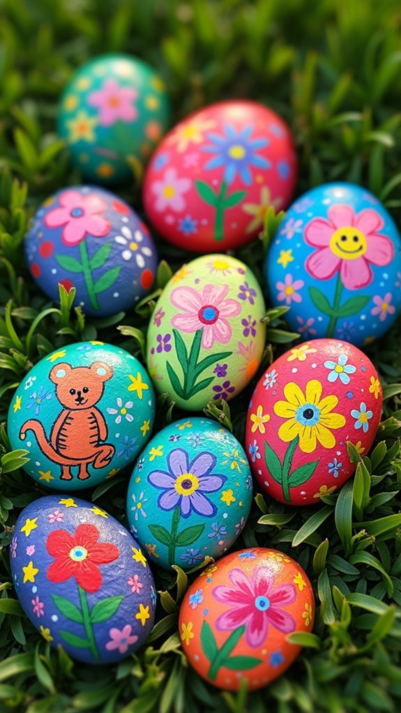 colorfully decorated stones