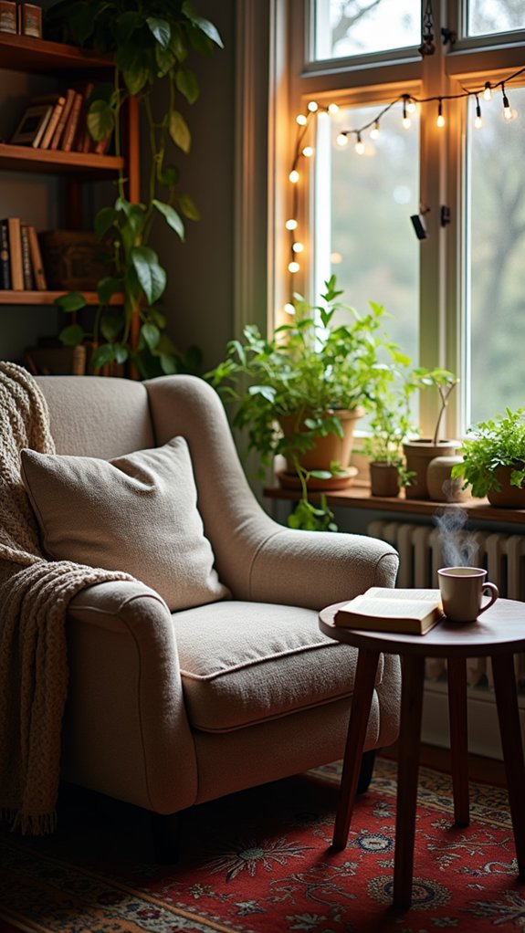 comfortable literature corner setup