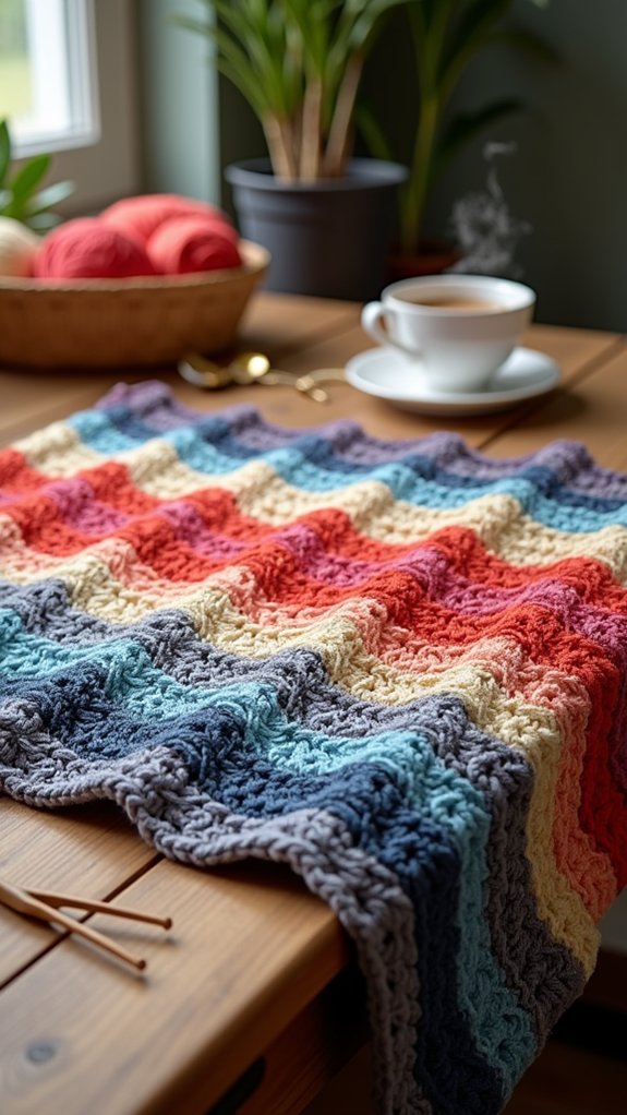 cozy ripple stitch blanket