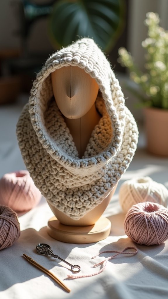 cozy textured crochet cowl