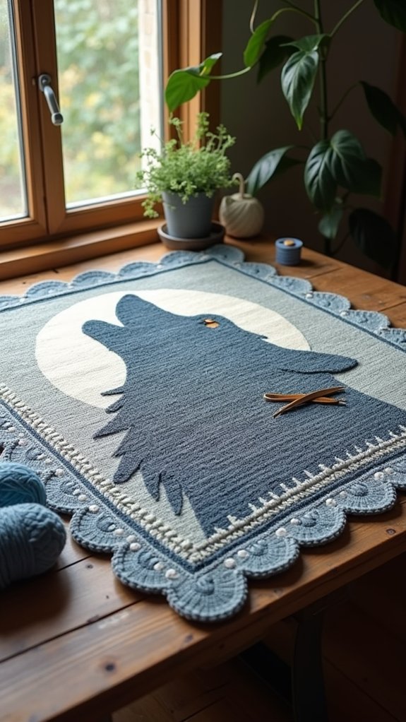 cozy wolf themed blanket design