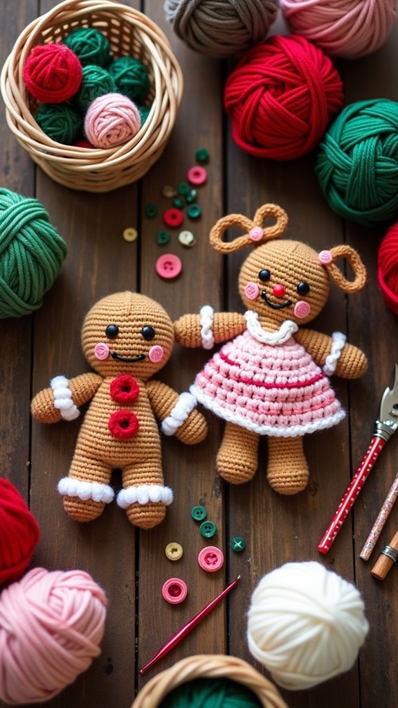 crochet festive gingerbread dolls