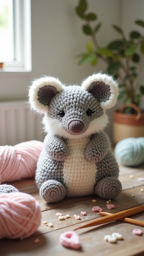 crochet plush opossum pillow