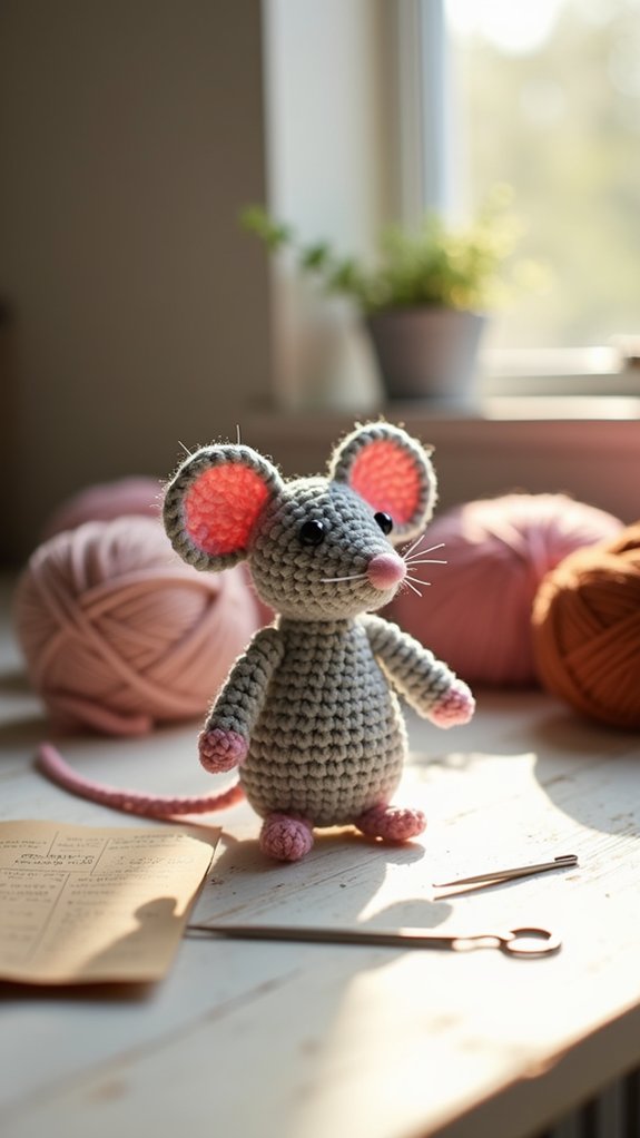 crochet rat keychain design
