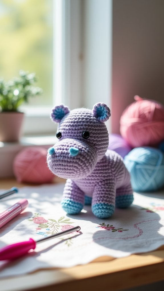 cute crocheted hippo toy