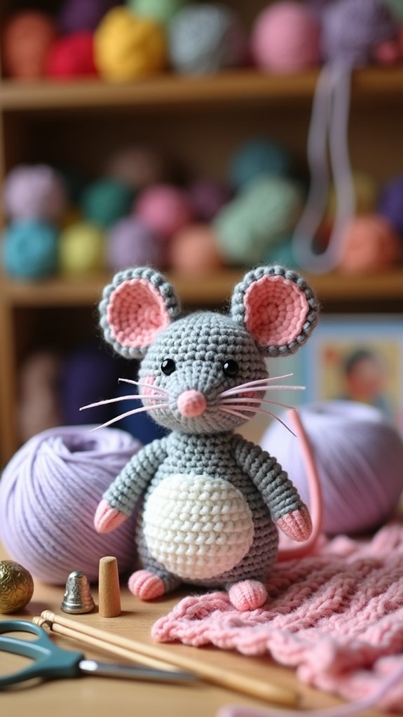 cute crocheted stuffed mouse