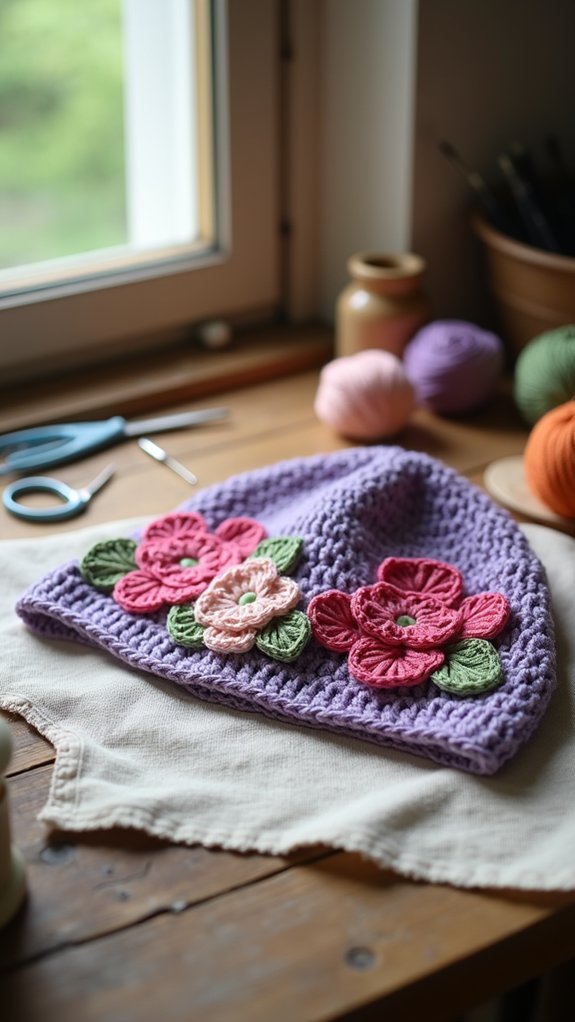 floral design slouchy beanie