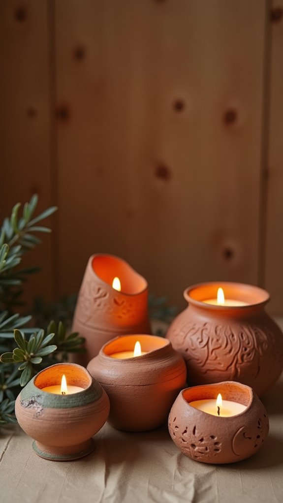 handcrafted clay candle holders