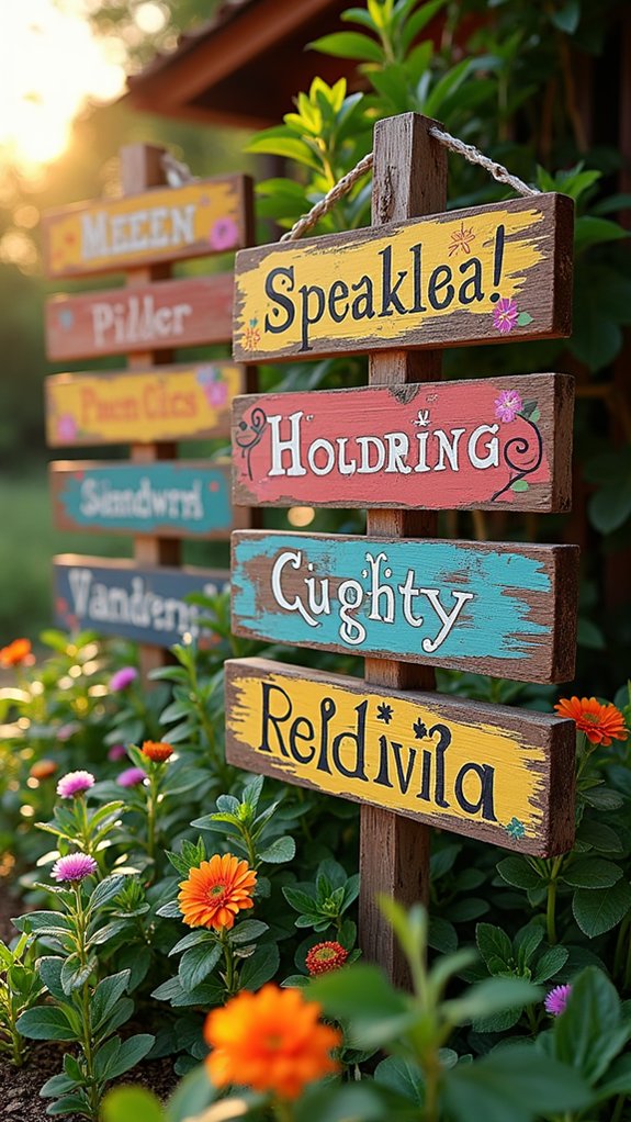 handcrafted colorful wooden signage