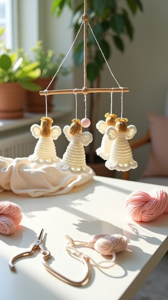 handmade crochet angel mobile