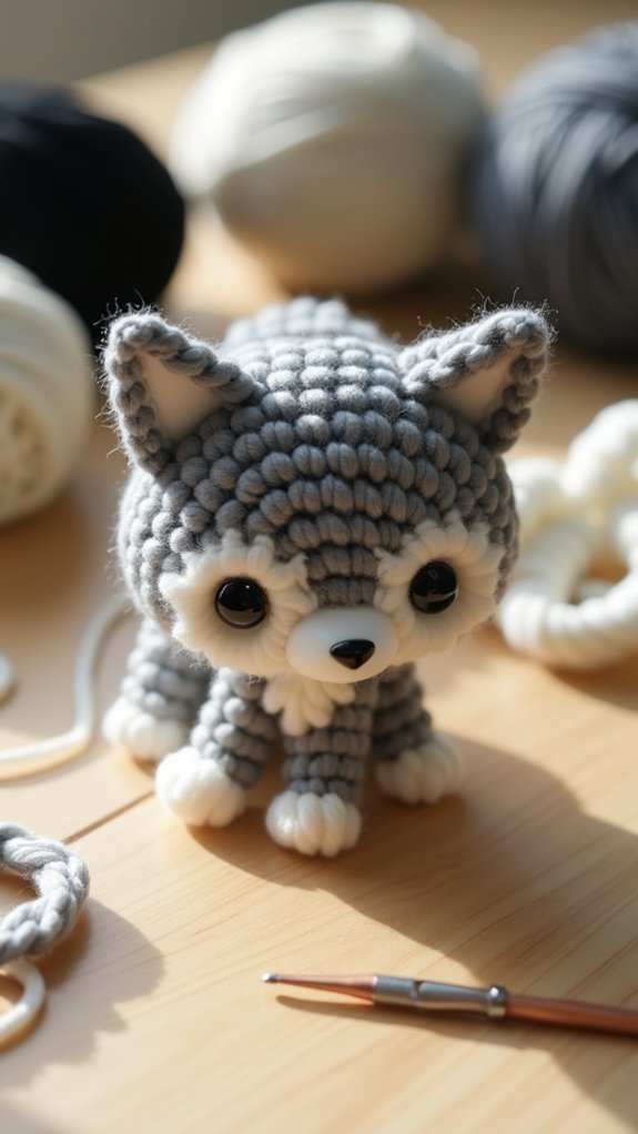 handmade crochet wolf charm