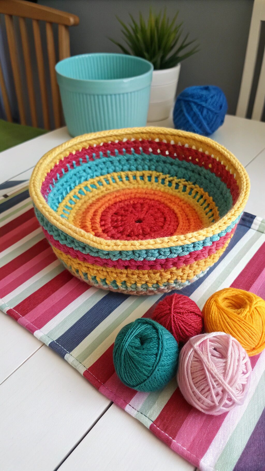 Colorful Striped Bowl Cozy