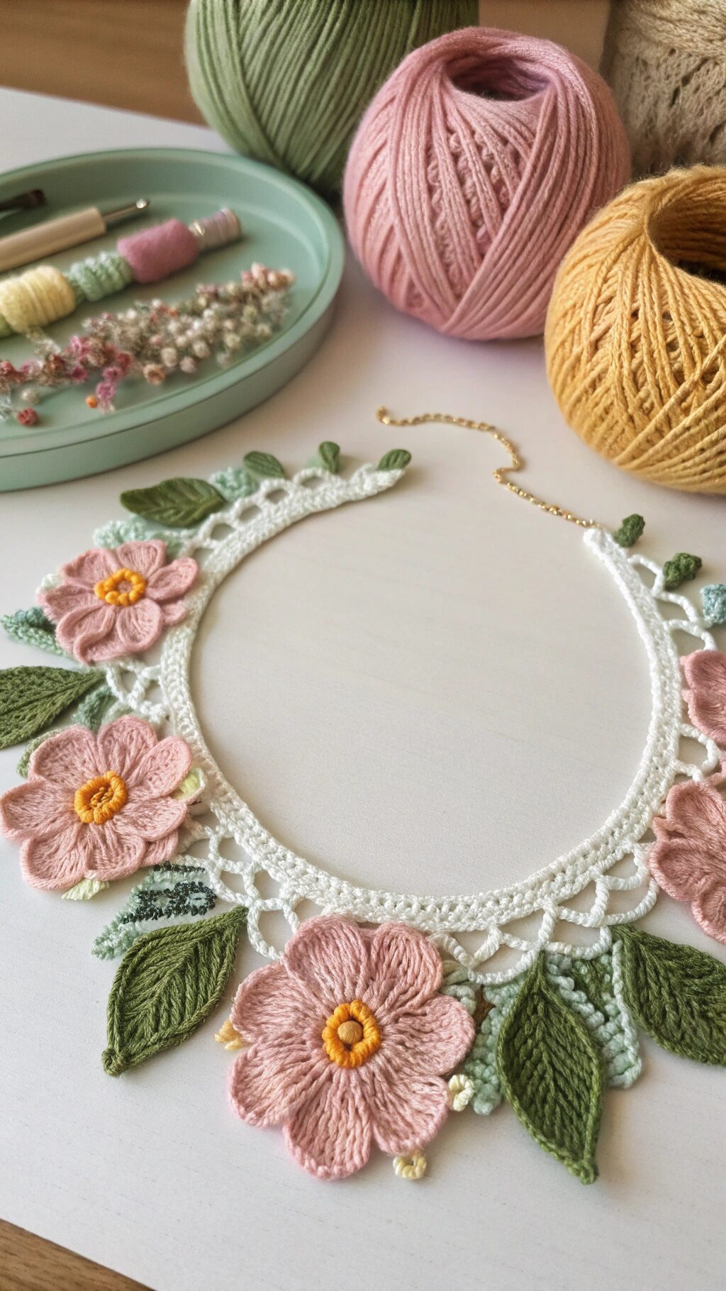 Floral Motif Crochet Collar