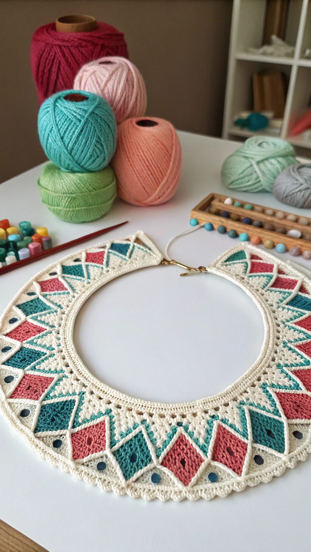 Geometric Pattern Crochet Collar