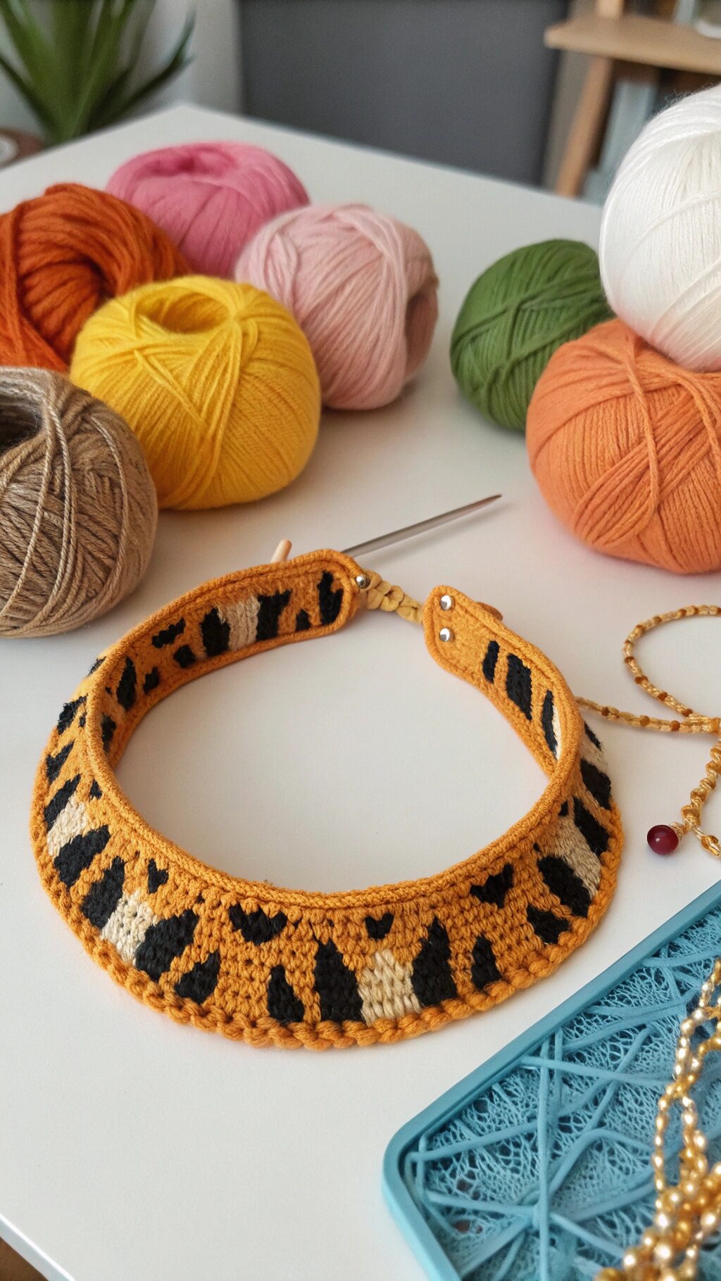 Animal Print Crochet Collar