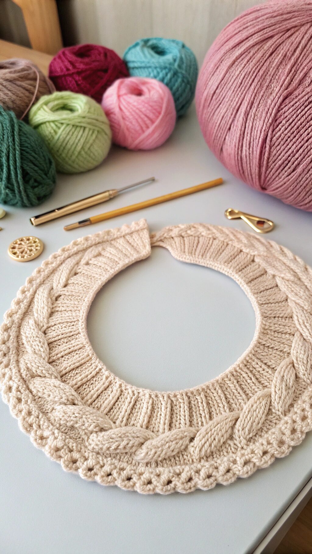 Textured Cable Knit Collar