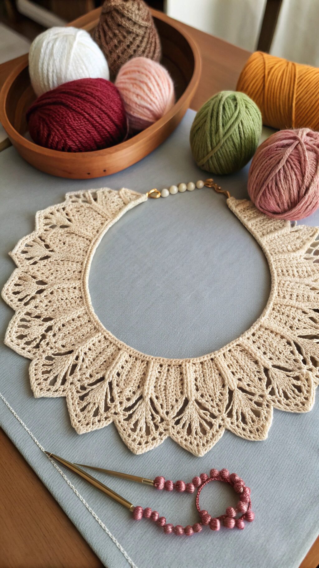 Vintage Brocade Crochet Collar