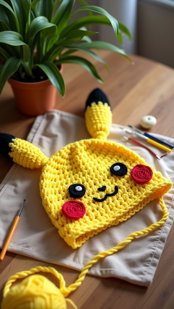 pikachu hat crochet instructions