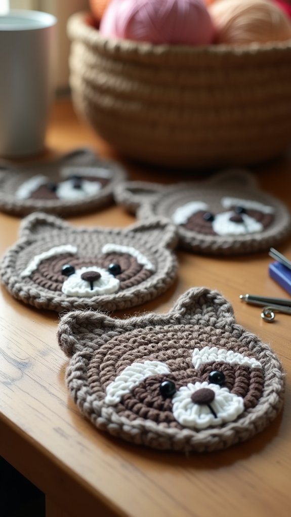 raccoon themed coaster collection