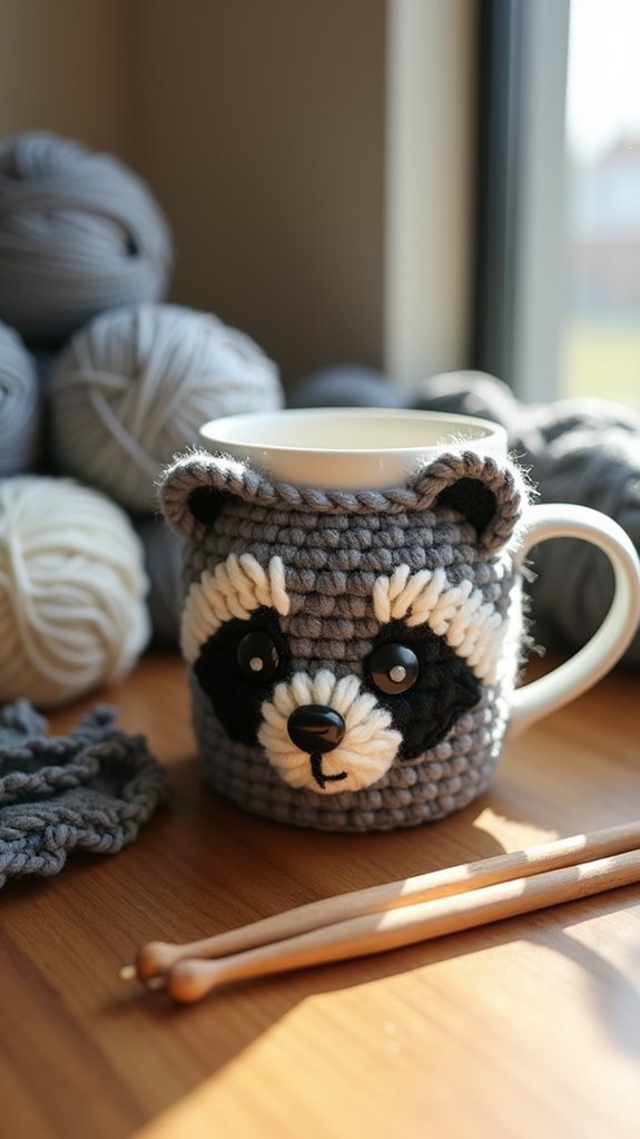 raccoon themed coffee cup sleeve