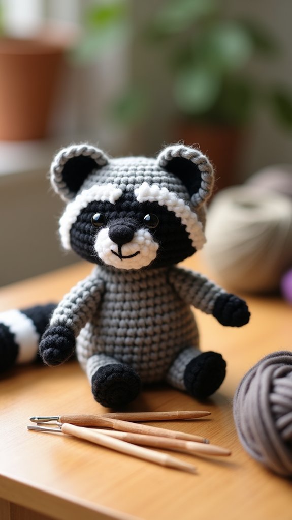 raccoon themed finger puppet