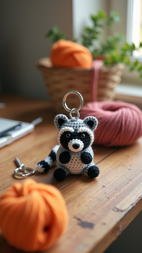 raccoon themed keychain accessory