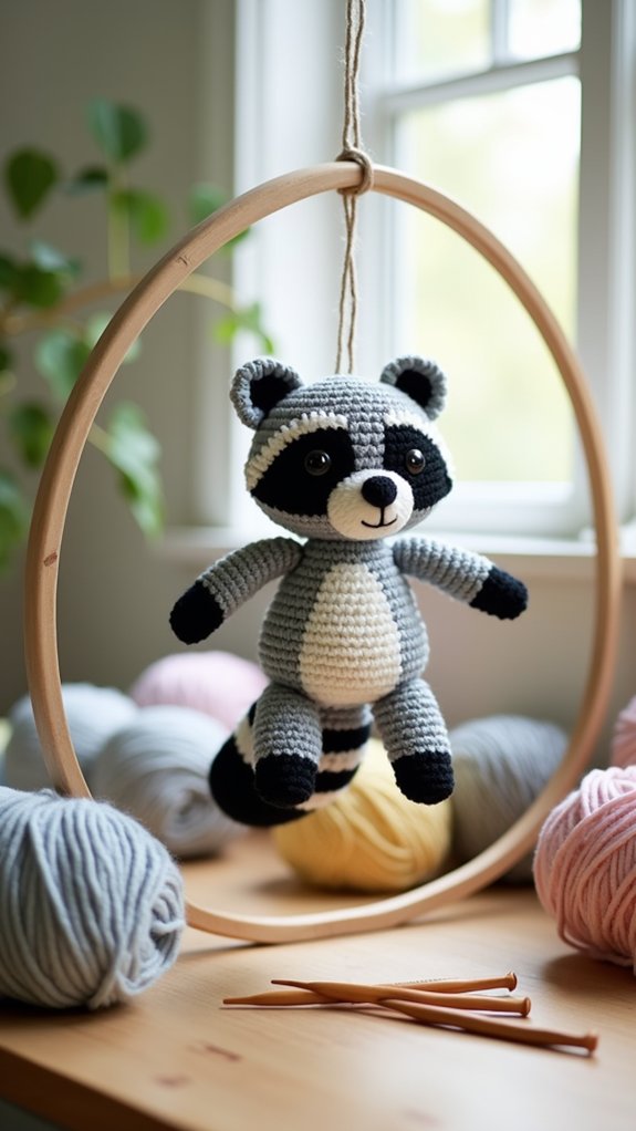 raccoon themed nursery mobile
