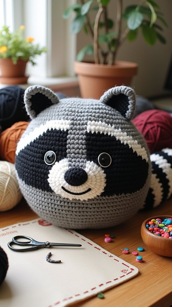 raccoon themed pillow design concept