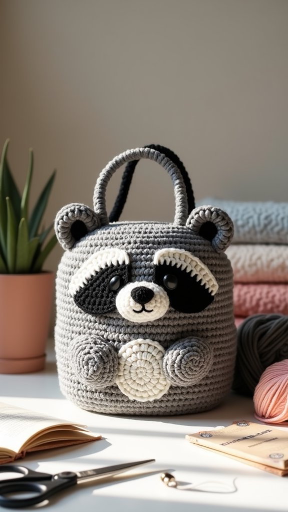 raccoon themed tote bag design