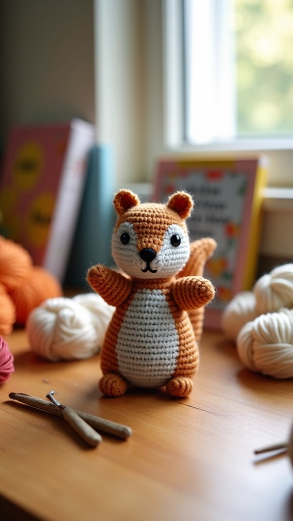 squirrel themed finger puppet