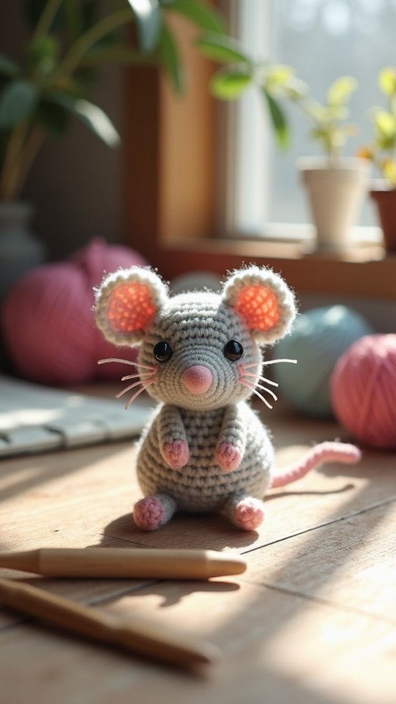 tiny handcrafted crochet mouse
