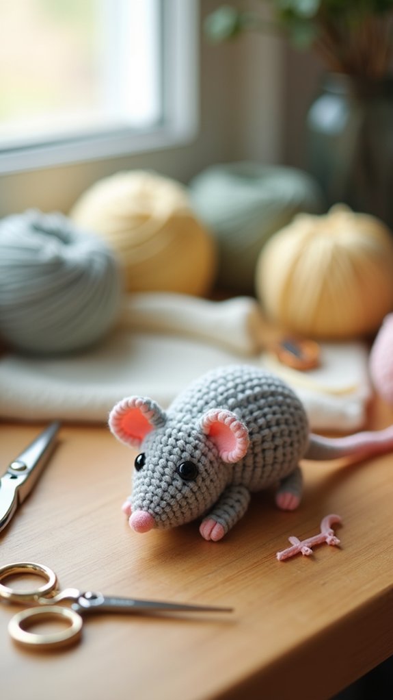 tiny handmade crochet rat