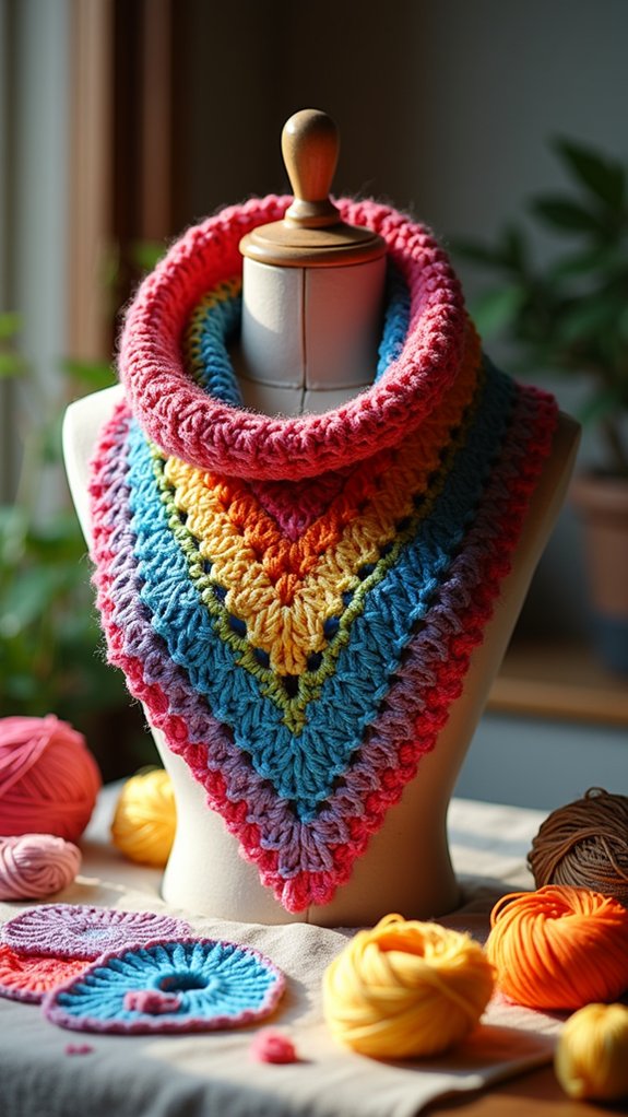 vibrant crochet cowl project