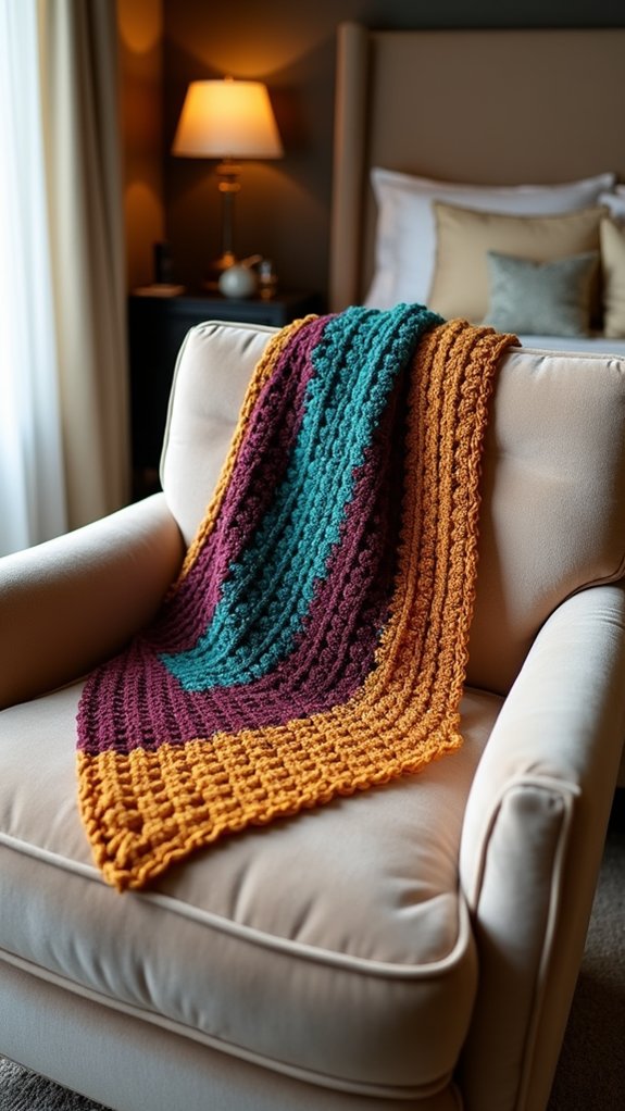 vibrant geometric shawl design