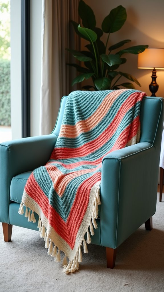 vibrant patterned triangular shawl