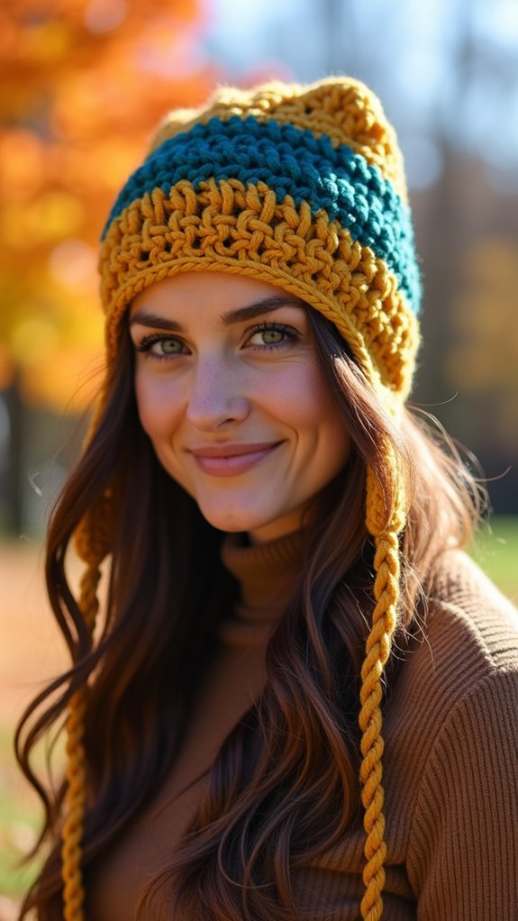 warm earflap crochet hat
